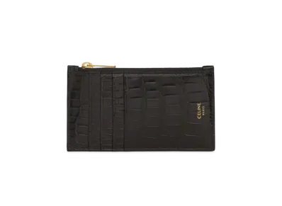 CELINE Zipped Compact Card Holder in Crocodile "Dark Blue"