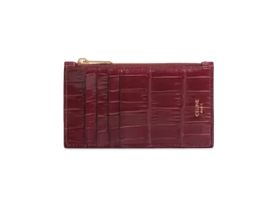 CELINE Zipped Compact Card Holder in Crocodile "Bourgogne"