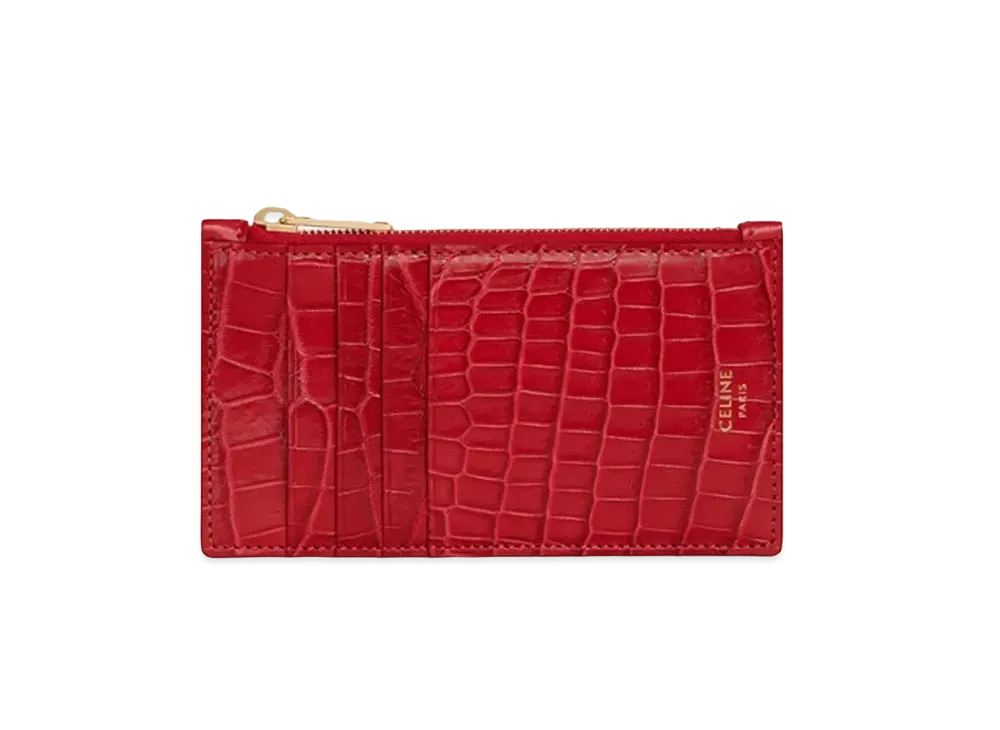 CELINE Zipped Compact Card Holder in Crocodile "Red"