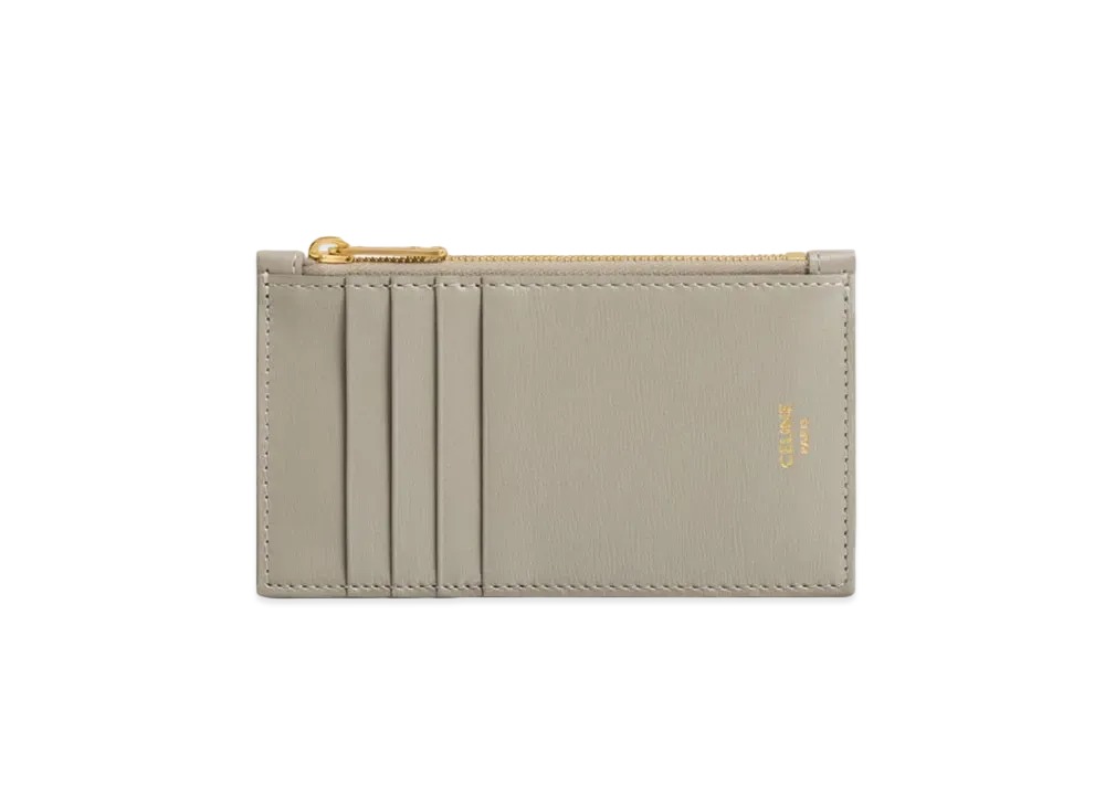 CELINE Zipped Compact Card Holder in Smooth Calfskin "Green Clay"