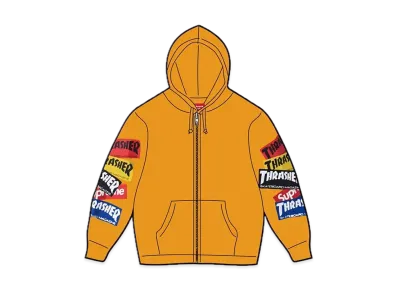 Supreme / Thrasher® Multi Logo Zip Up Hooded Sweatshirt "Gold"