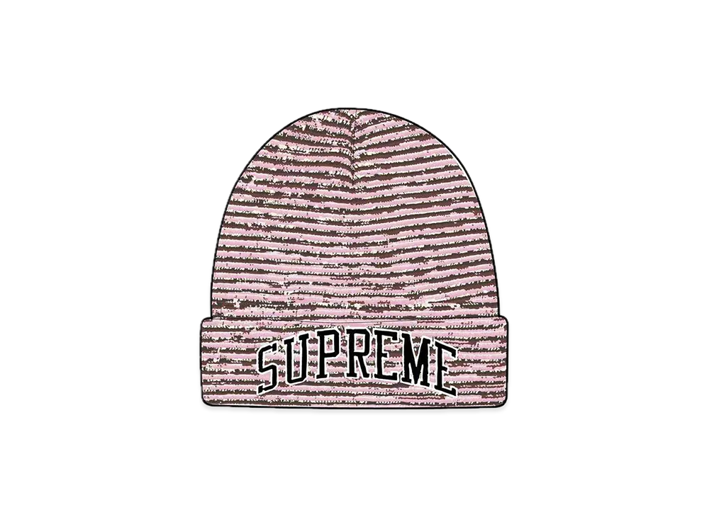 Supreme Rainbow Stripe Beanie "Pink"