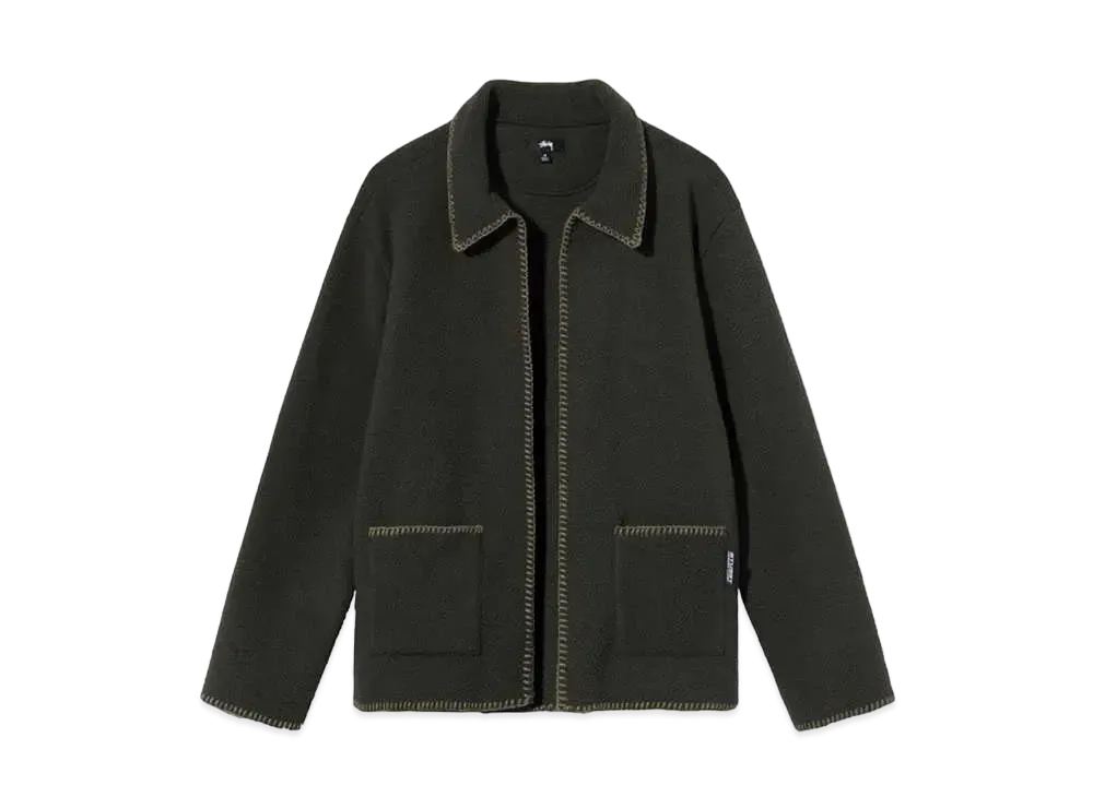 Stussy WOODSY BLANKET STITCH FLEECE "Charcoal"