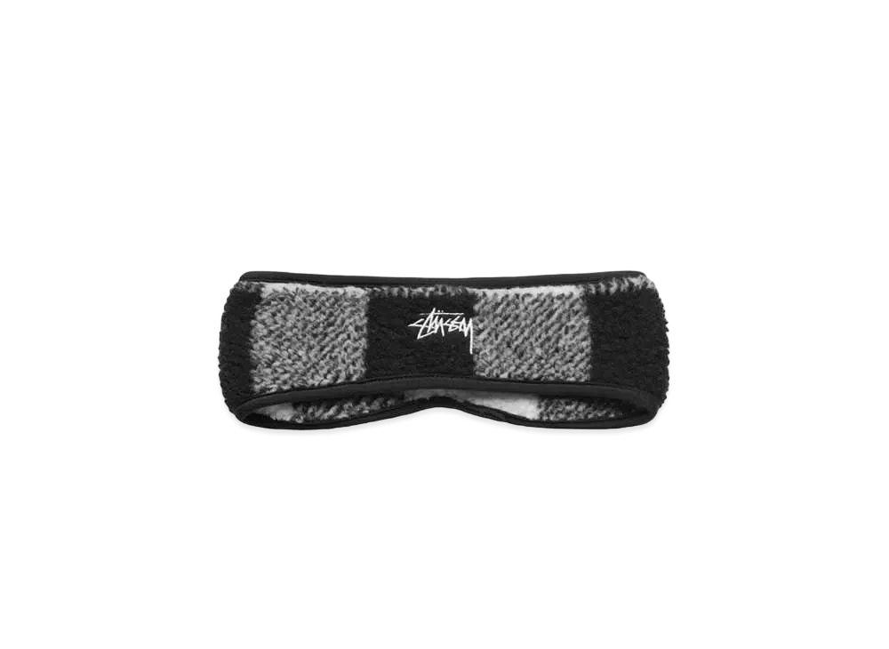Stussy PLAID POLAR FLEECE HEADBAND "Black"