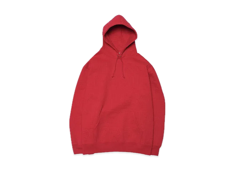 Supreme Embossed Logos Hooded Sweatshirt "Red"