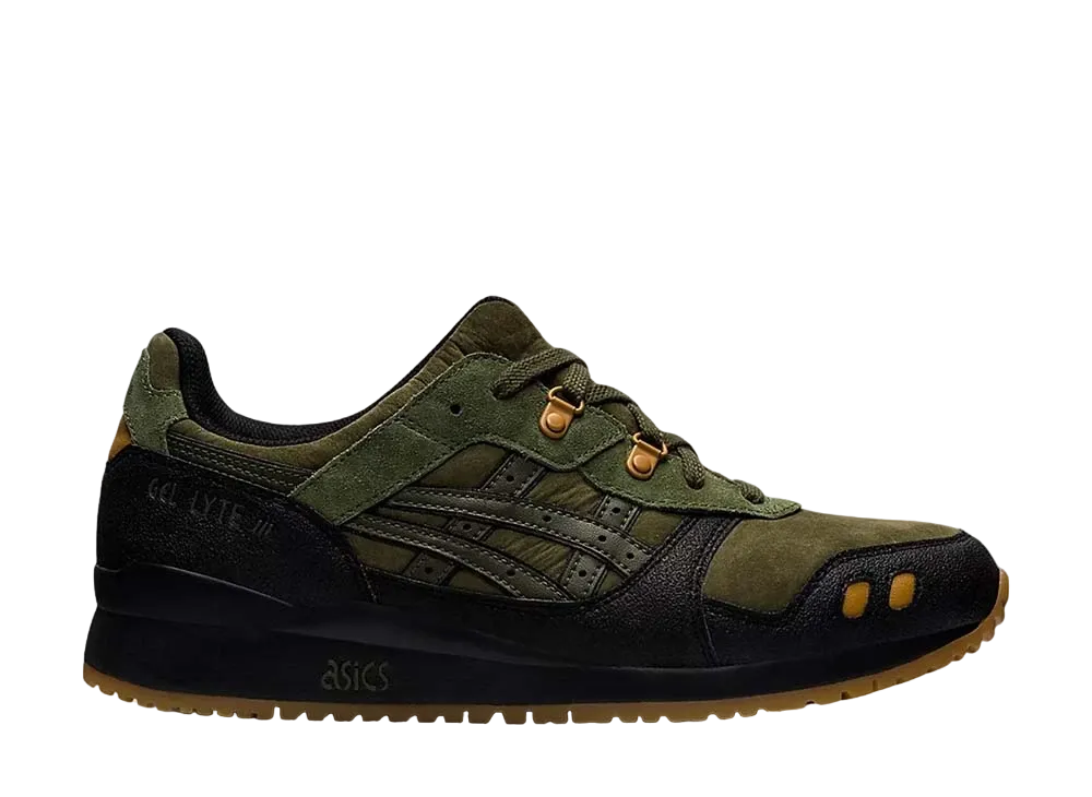 アシックス ゲルライト 3 オリーブ キャンバス "ブラック"
