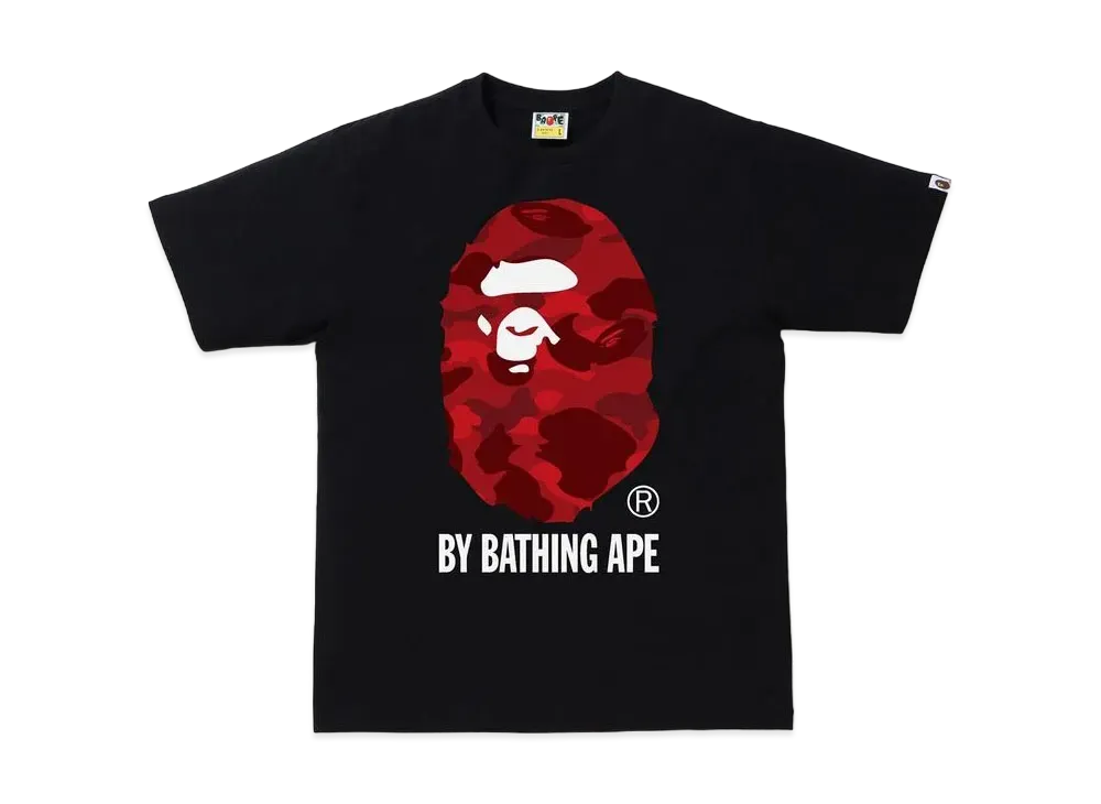 A BATHING APE COLOR CAMO BY BATHING APE TEE "Black/Red"
