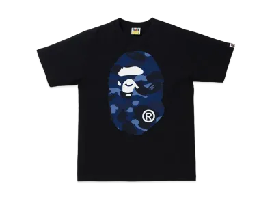 A BATHING APE COLOR CAMO BIG APE HEAD TEE "Black/Navy"