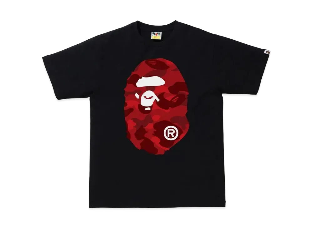 A BATHING APE COLOR CAMO BIG APE HEAD TEE "Black/Red"