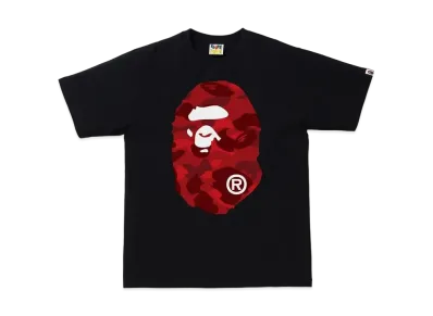 A BATHING APE COLOR CAMO BIG APE HEAD TEE "Black/Red"
