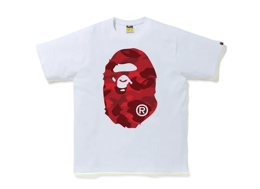 A BATHING APE COLOR CAMO BIG APE HEAD TEE "White/Red"