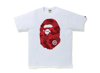 A BATHING APE COLOR CAMO BIG APE HEAD TEE "White/Red"