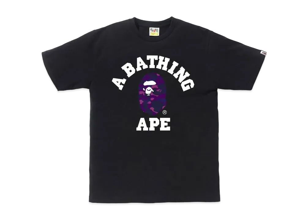 A BATHING APE COLOR CAMO COLLEGE TEE "Black/Purple"