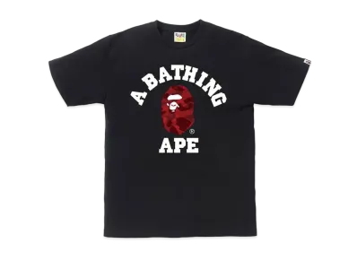 A BATHING APE COLOR CAMO COLLEGE TEE "Black/Red"