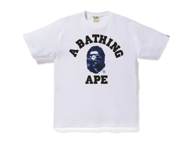 A BATHING APE COLOR CAMO COLLEGE TEE "White/Navy"