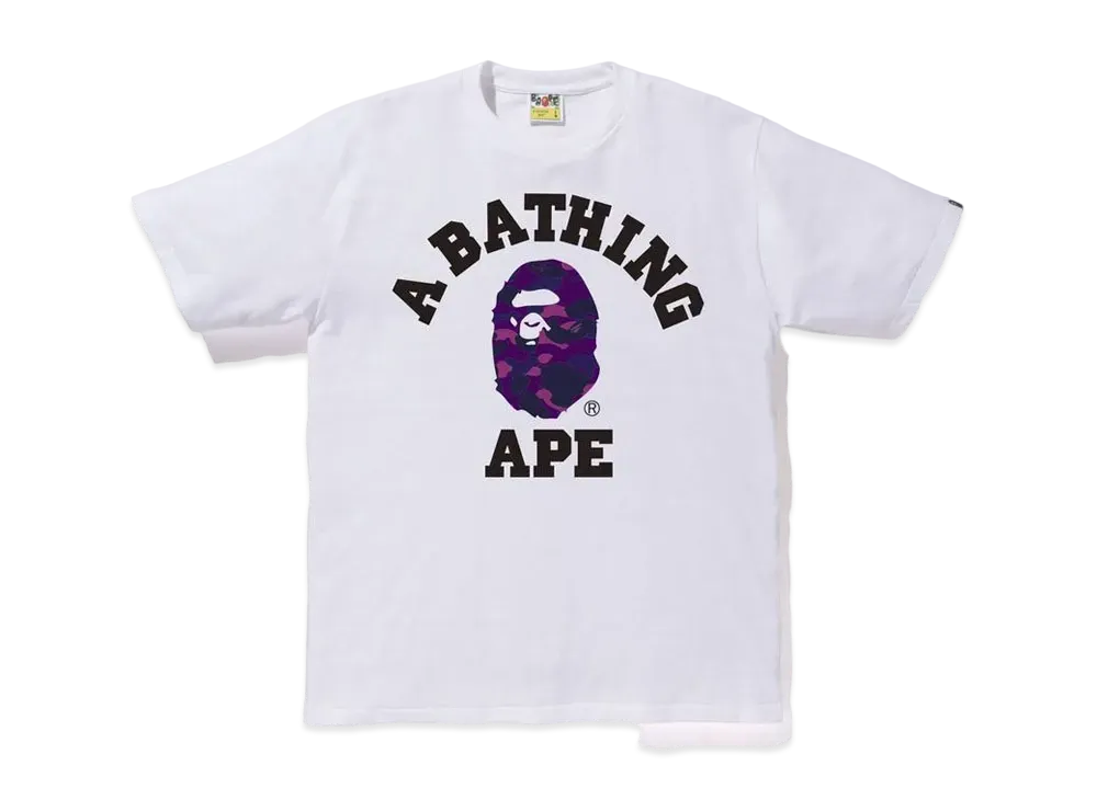 A BATHING APE COLOR CAMO COLLEGE TEE "White/Purple"