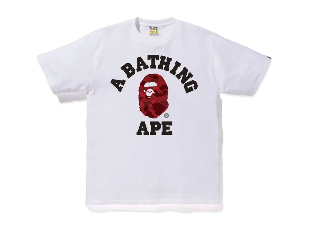 A BATHING APE COLOR CAMO COLLEGE TEE "White/Red"