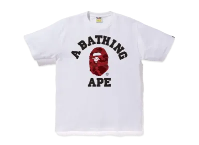 A BATHING APE COLOR CAMO COLLEGE TEE "White/Red"