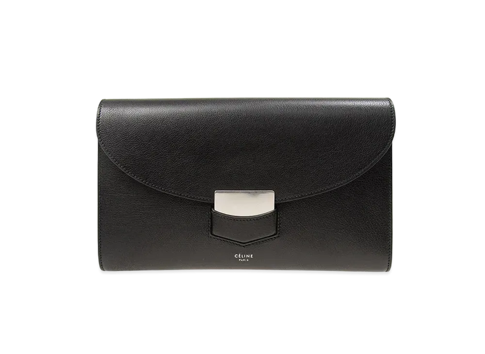 セリーヌ トロッター レザー クラッチバッグ "ブラック"