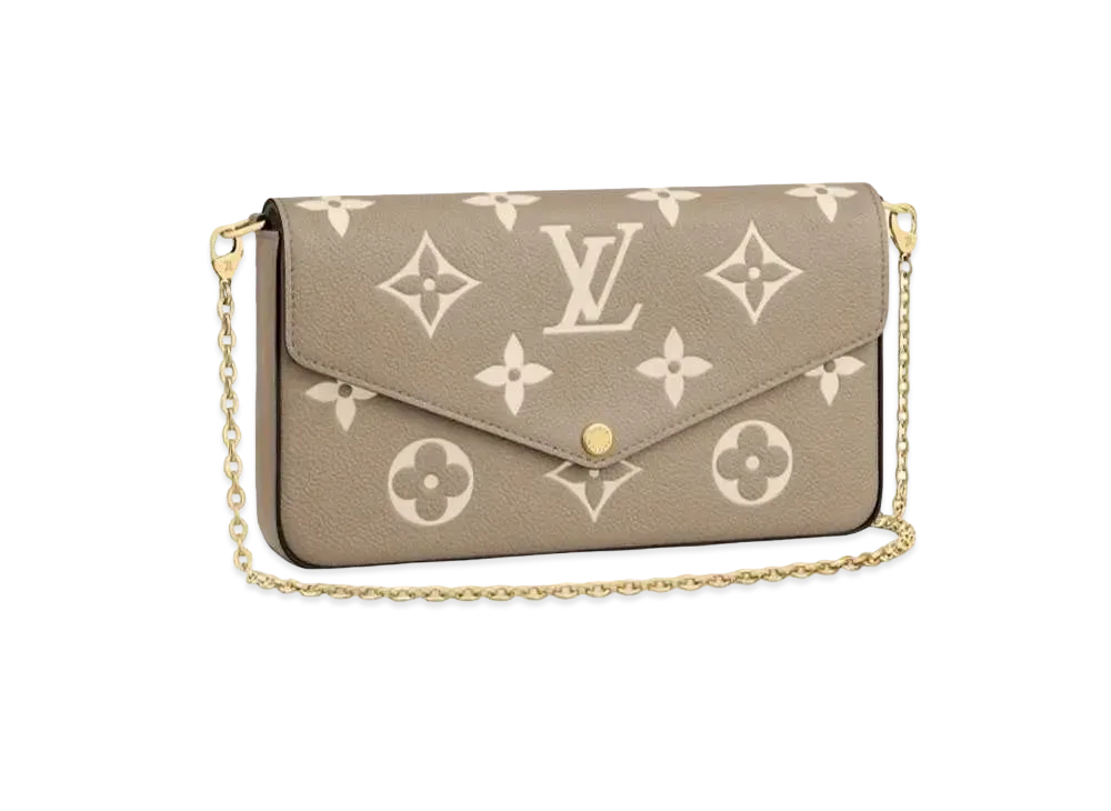 Louis Vuitton Bicolor Monogram Empreinte Leather Pochette Felicie "Turtledove/Cream"
