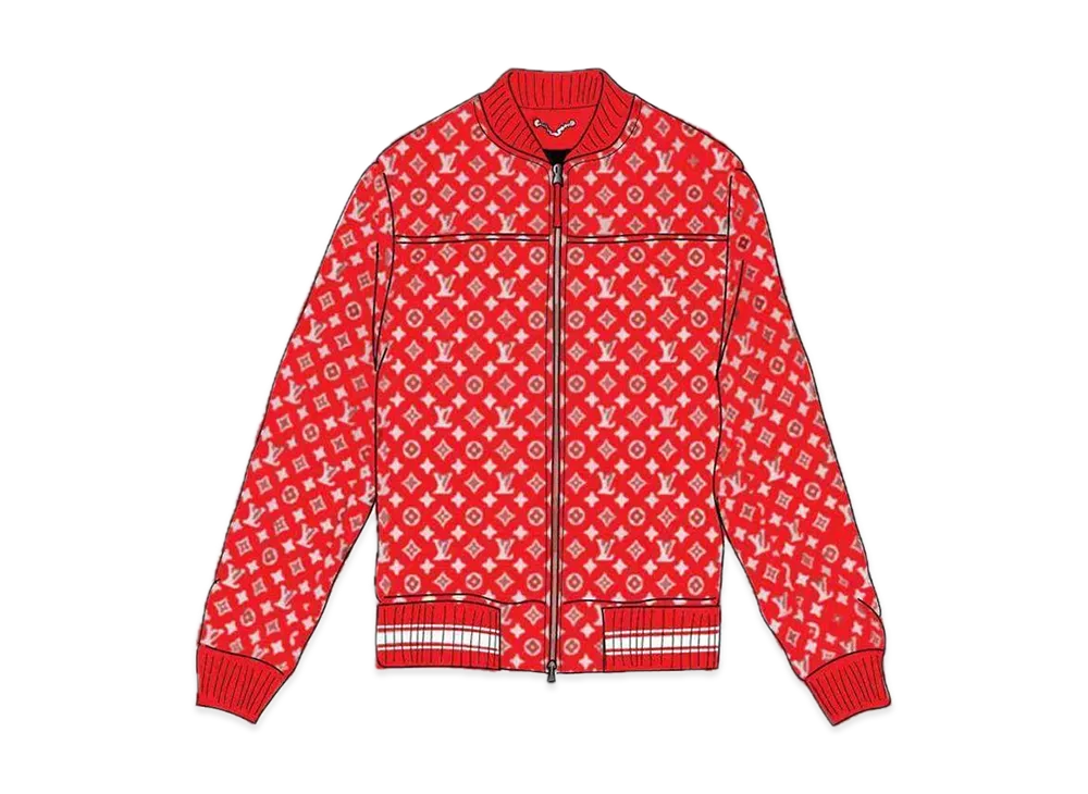 Supreme / Louis Vuitton Leather Baseball Jacket "Red"