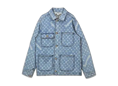 Supreme / Louis Vuitton Jacquard Denim Chore Coat "Blue"