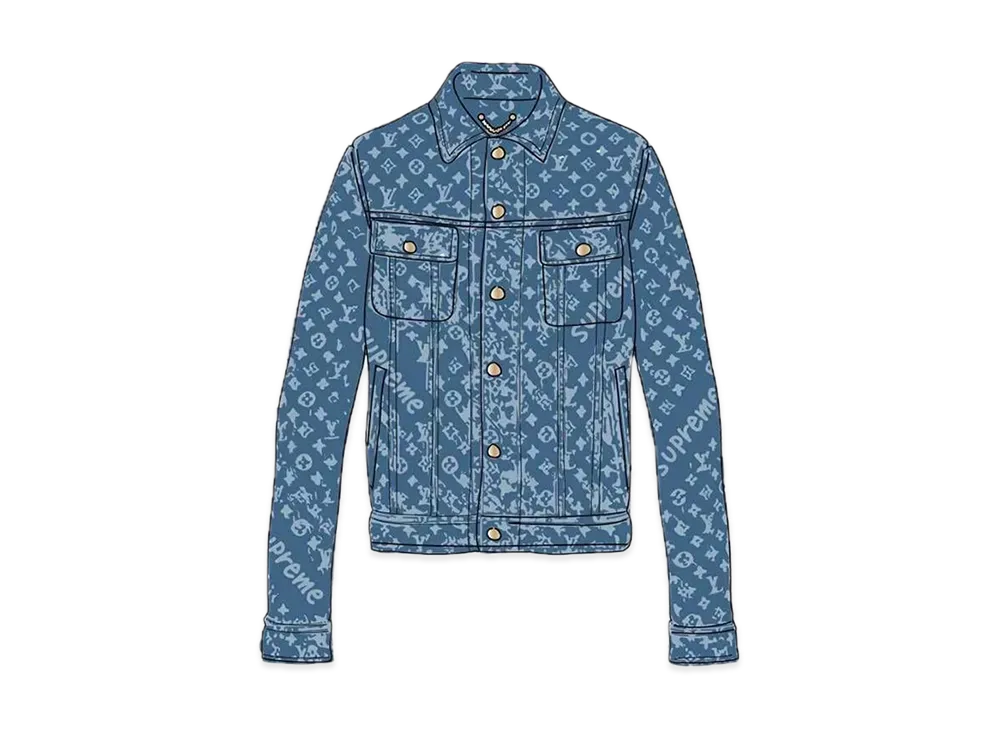 シュプリーム / ルイヴィトン ジャカード デニム トラッカー ジャケット "ブルー"