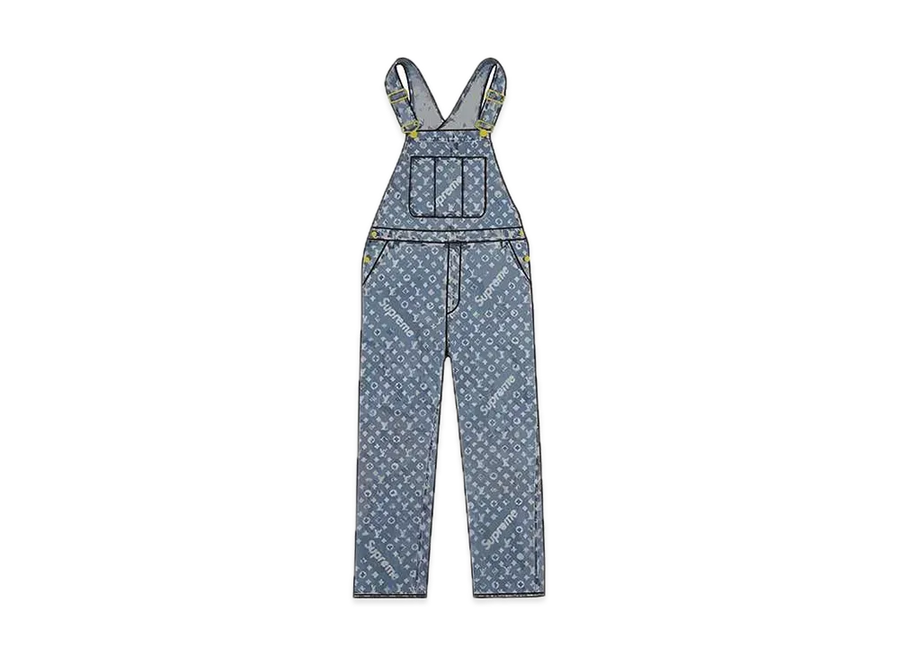 シュプリーム / ルイヴィトン ジャカード デニム オーバーオール "ブルー"