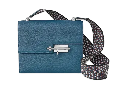 Hermes Verrou 21 Strap Bag "Blue Profond/Black/White"