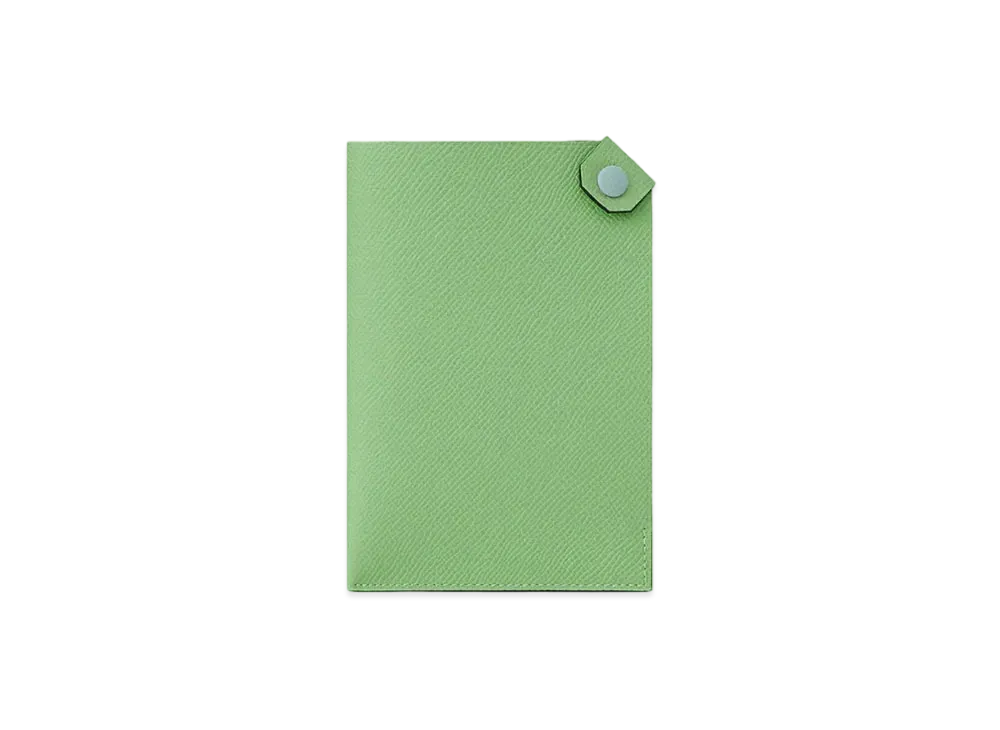 Hermes Tarmac Dot Passport Holder "Vert Criquet/Blue Brume"