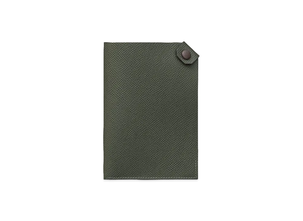 Hermes Tarmac Dot Passport Holder "Vert De Gris/Havane"