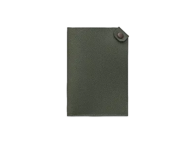 Hermes Tarmac Dot Passport Holder "Vert De Gris/Havane"