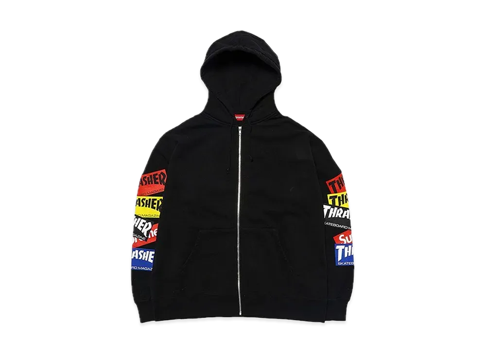 Supreme / Thrasher® Multi Logo Zip Up Hooded Sweatshirt "Black"