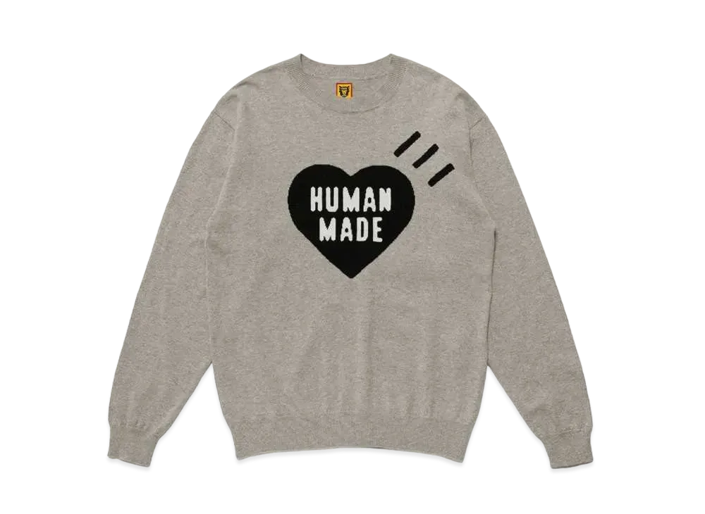HUMAN MADE HEART KNIT L/S "Grey"