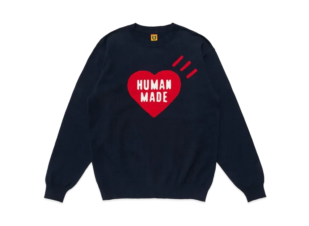 ヒューマン メイド ハート ニット "ネイビー"