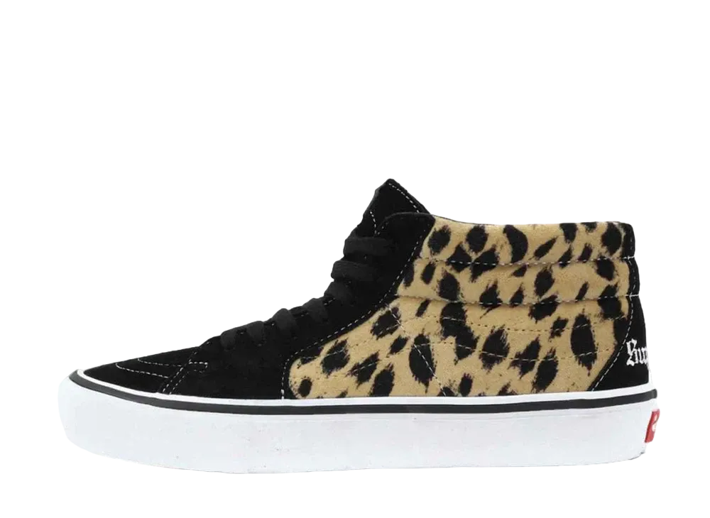 Supreme × Vans Sk8 Mid "Velvet Leopard Black"