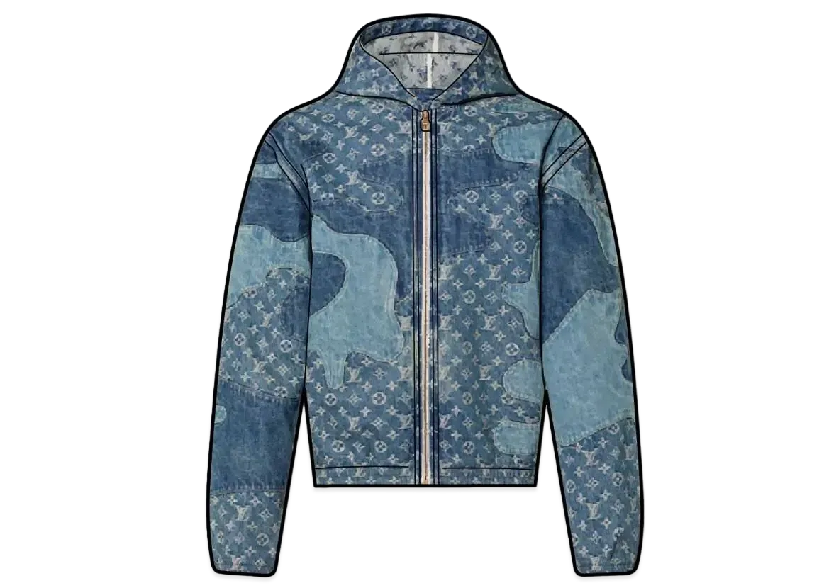 ルイヴィトン ニゴー モノグラム パッチワーク デニム フーディー "デニム"