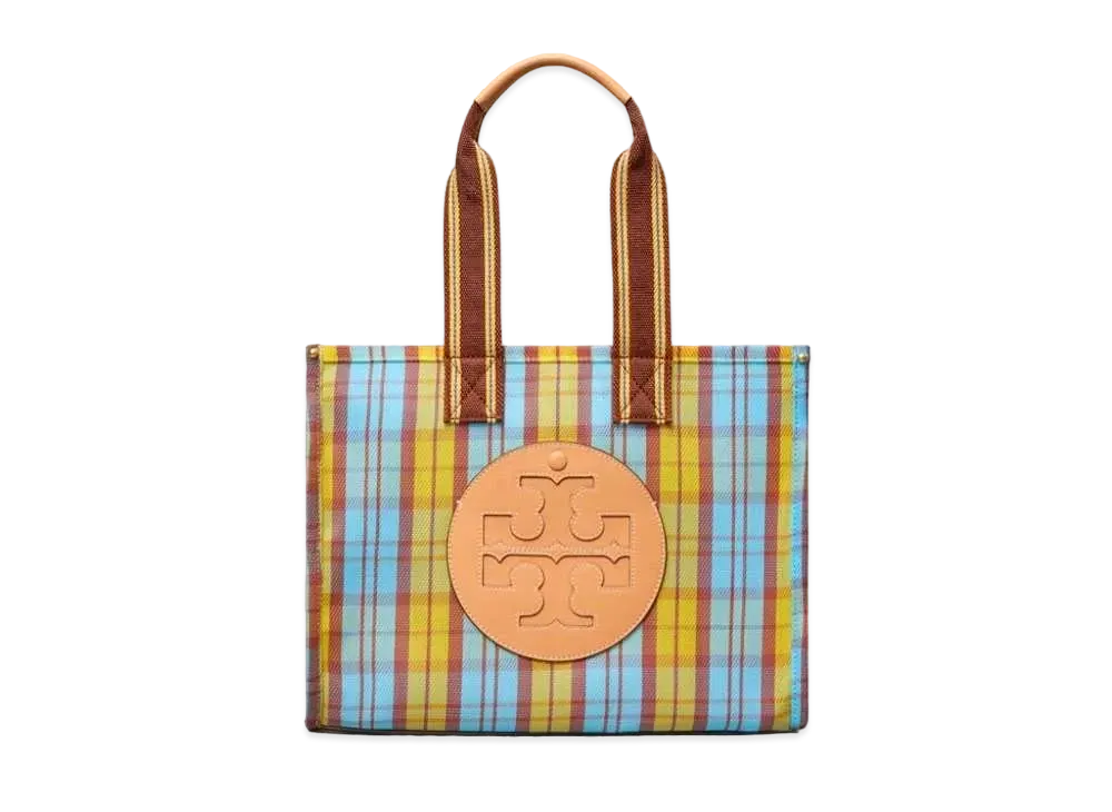 Tory Burch Ella Mesh Small Market Tote Bag "Yellow/Blue"