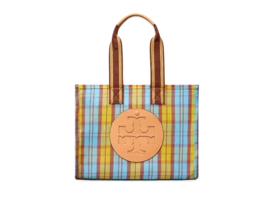 Tory Burch Ella Mesh Small Market Tote Bag "Yellow/Blue"