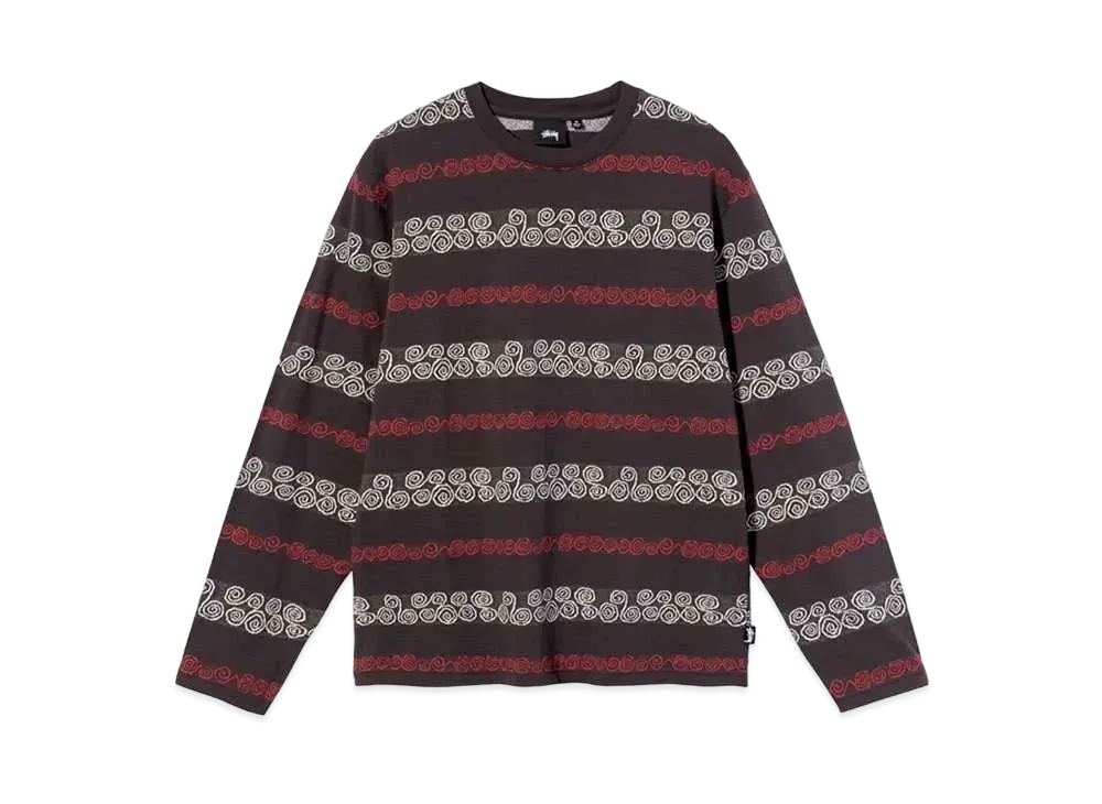 Stussy SWIRL STRIPE LS CREW "Brown"