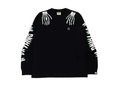 A BATHING APE HALLOWEEN SKULL GLOW IN THE DARK LONG SLEEVE TEE "Black"