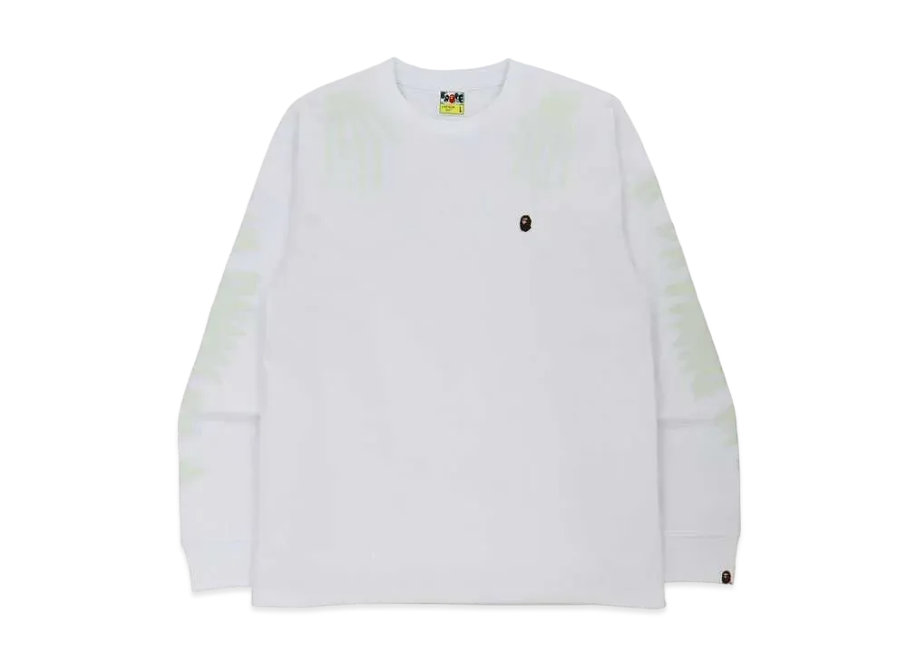 A BATHING APE HALLOWEEN SKULL GLOW IN THE DARK LONG SLEEVE TEE "White"