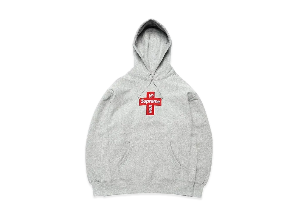 Supreme Cross Box Logo Hooded Sweatshirt "Grey"