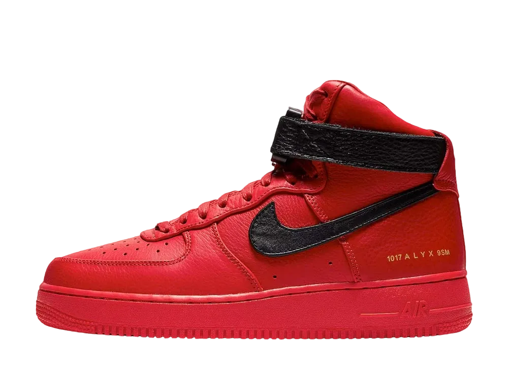 1017 ALYX 9SM × Nike Air Force 1 High "University Red/Black"