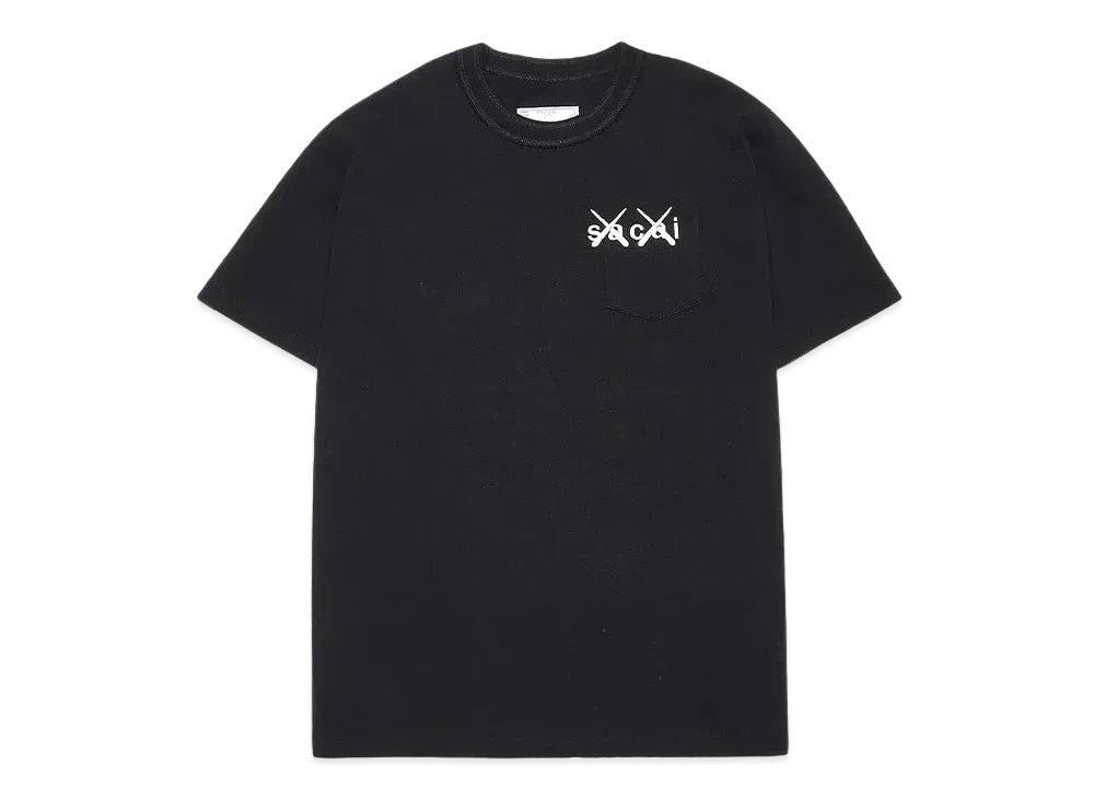 sacai KAWS Embroidery T-Shirt "Black White"