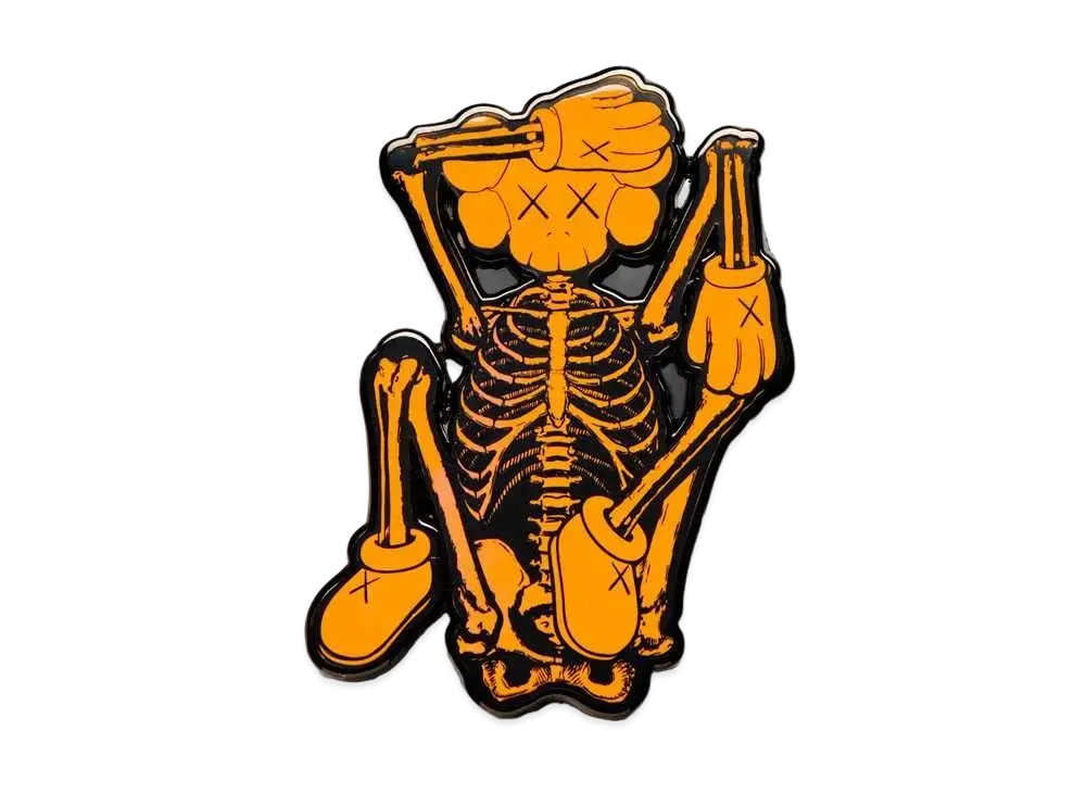 KAWS Skelton Pin "Orange"