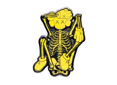 KAWS Skelton Pin "Yellow"
