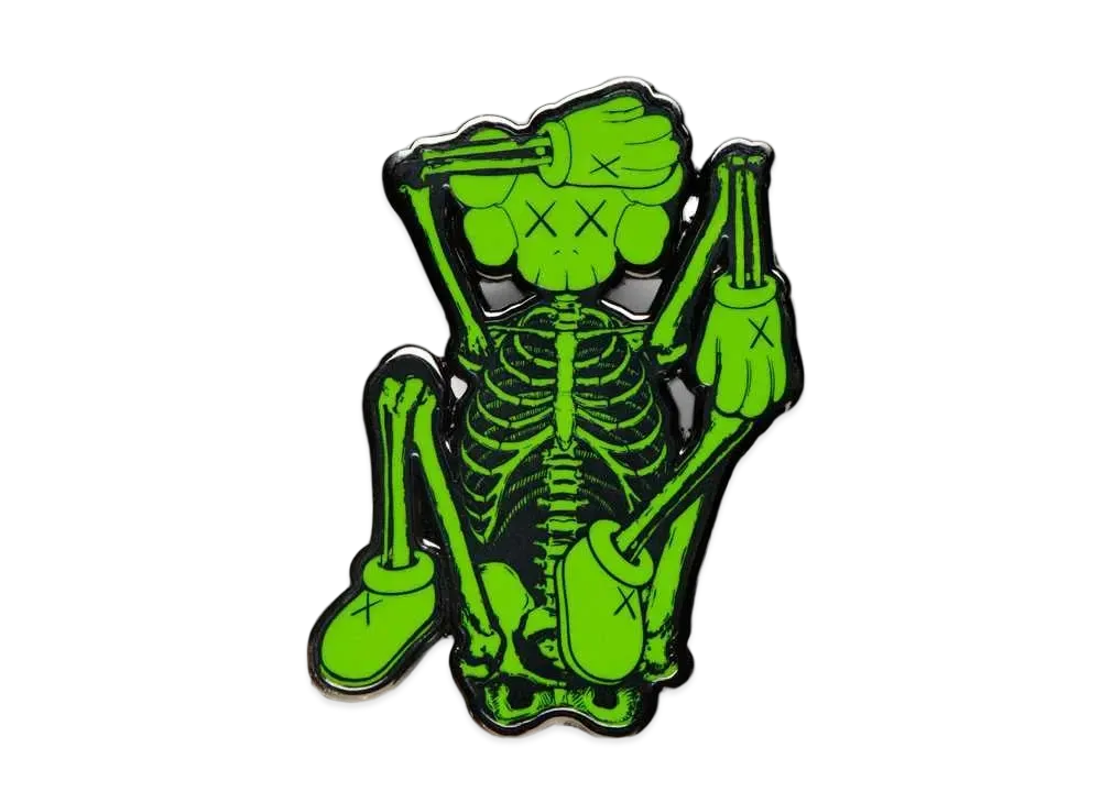 KAWS Skelton Pin "Green"