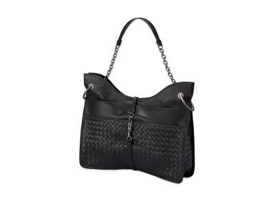 Bottega Veneta Beverly 71/16 Intrecciato leather Chain shoulder Bag "Black"
