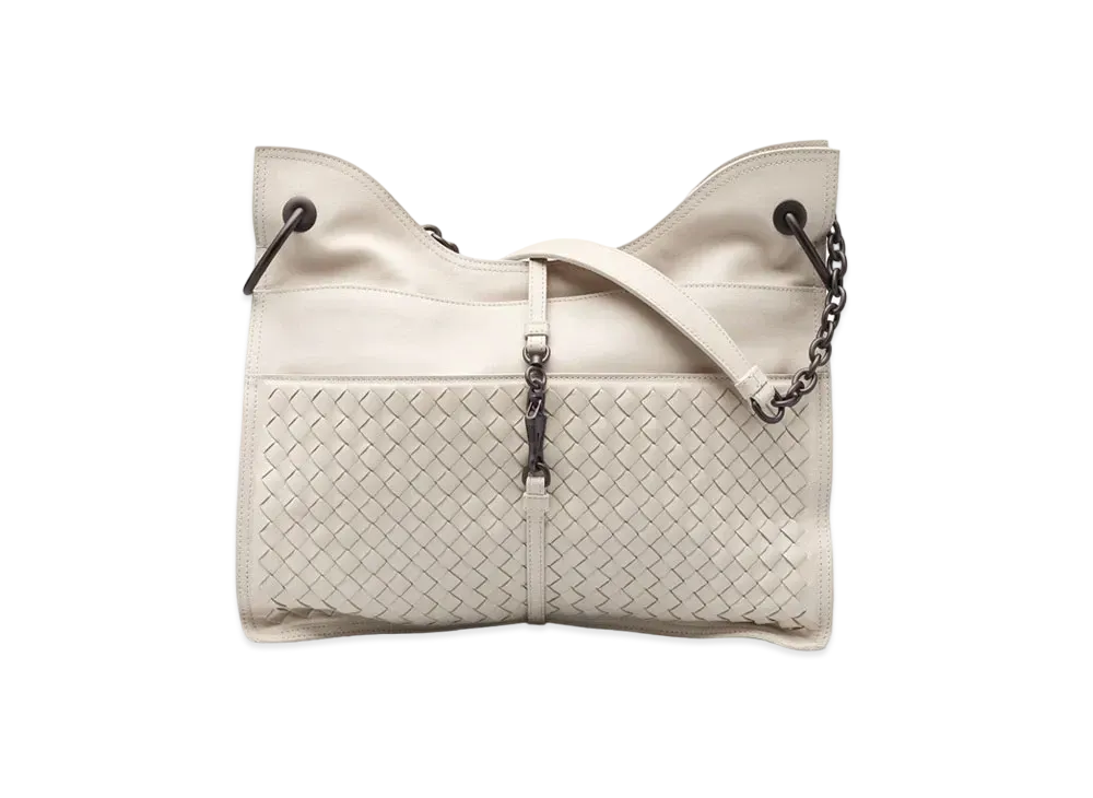 Bottega Veneta Beverly 71/16 Intrecciato leather Chain shoulder Bag "White"